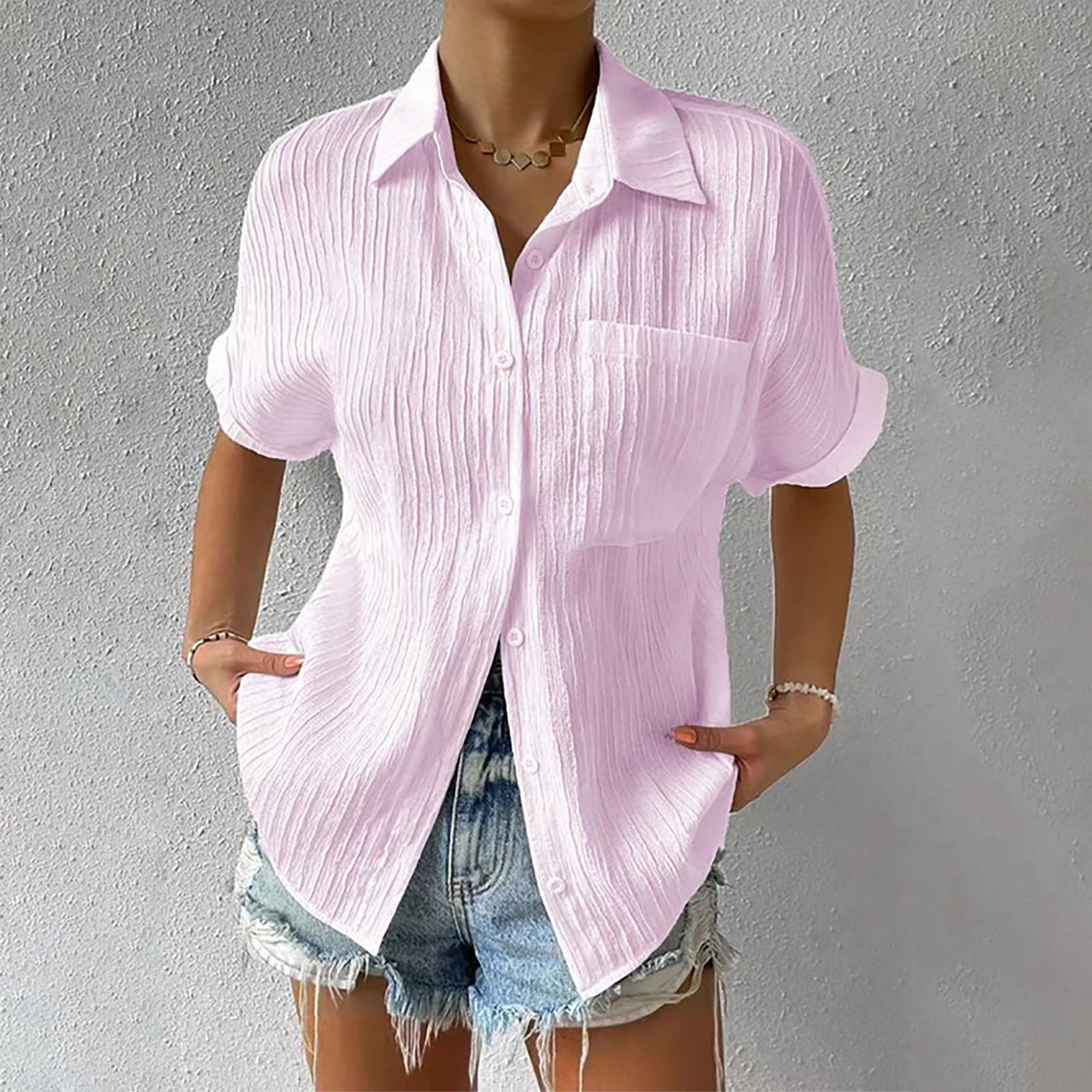 Short Sleeve Tops for Women Shirts for Women Summer Casual Cotton Linen ...