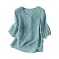 thumbnail image 1 of Short Sleeve Tops for Women Springs Fashion Clothing Blouson Loose Fit T Shirts Trendy Womens Blouses Green, 1 of 8