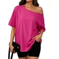 thumbnail image 1 of Short Sleeve Tops for Women, Womens Off the Shoulder Tops, Oversized Summer Spring T-Shirts 2026, 1 of 6