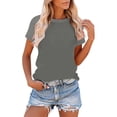 thumbnail image 1 of Short Sleeve Tops for Work New Women's Crew Neck Short-Sleeve Raglan Loose T-Shirt Style B-44 Gray 5XL, 1 of 6