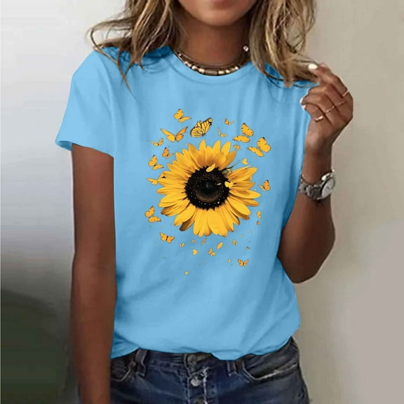 Short Sleeve Tshirt Womens Tops Trendy Spring Womens T Shirts Loose Fit Graphic Plus Size Tops for Women 3/4 Sleeve My Orders