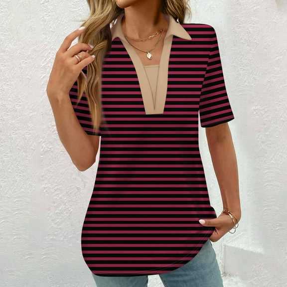 Short Sleeve Tshirts Shirts for Women Essentials T Shirts Cropped Black and White Striped Shirt Women Oversized Tee Shirts Plus Size Women Get it Fast