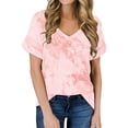 thumbnail image 1 of Short Sleeve Tunic Tops for Women Casual Summer Tie Dye Print T Shirt Camo Tees Blouses Pullover Daily Wear, 1 of 3