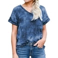 thumbnail image 1 of Short Sleeve Tunic Tops for Women Casual Summer Tie Dye Print T Shirt Camo Tees Blouses Pullover Daily Wear, 1 of 3