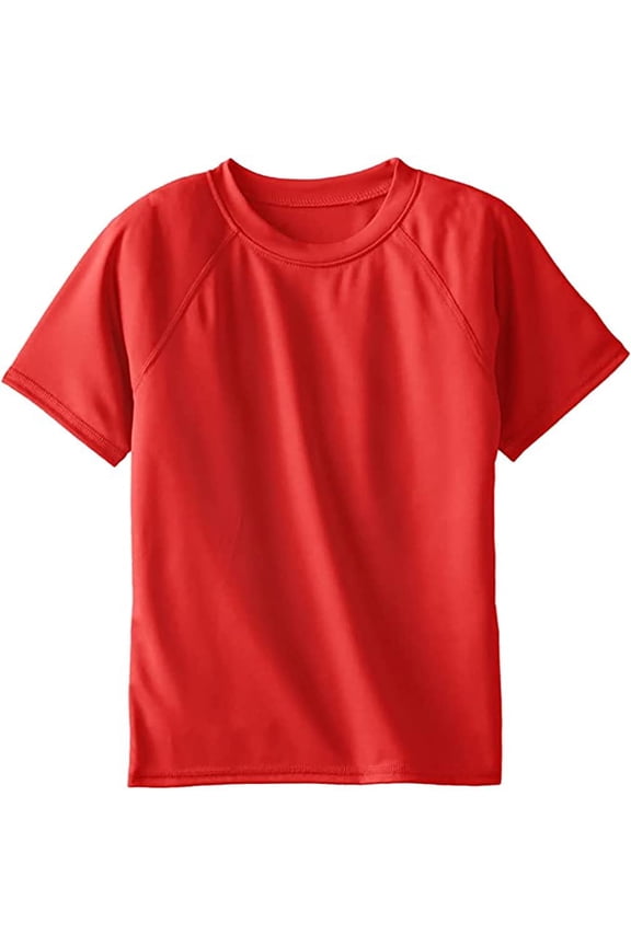 Short Sleeve UPF 50+ Rash Guard Swim Shirt Surf for Boys Girls - Toddler 3 - Red