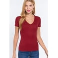 thumbnail image 1 of Short Sleeve V-Neck Rib Top, 1 of 4