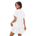 thumbnail image 1 of Short Sleeve V Neck Ruffle Hem Dress White XXL, 1 of 7