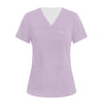 thumbnail image 1 of Short Sleeve V Neck Scrub Top for Women Professional Uniforms With Two Front Pockets Lightweight Fabric, 1 of 4