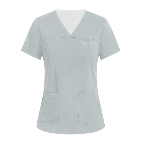 Short Sleeve V Neck Scrub Top for Women Professional Uniforms With Two Front Pockets Lightweight Fabric
