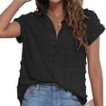 thumbnail image 1 of Short Sleeve V Neck Summer Blouse Collared Button Down 3D Dots Shirt for Women, 1 of 16
