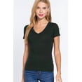 thumbnail image 1 of Short Sleeve V-neck Rib Top S, 1 of 4