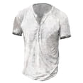 thumbnail image 1 of Short Sleeve Vintage Washed Men Casual Henley Shirt Male Button Down Blouse, 1 of 2
