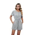 thumbnail image 1 of Short Sleeve Waist Rompers Gray M, 1 of 9