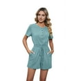 thumbnail image 1 of Short Sleeve Waist Rompers Light Green XXL, 1 of 9