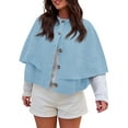 thumbnail image 1 of Short Sleeve Women Solid Loose Cape Cardigan Casual Button Down Knit Sweater, 1 of 6