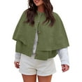 thumbnail image 1 of Short Sleeve Women Solid Loose Cape Cardigan Casual Button Down Knit Sweater, 1 of 6