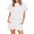 thumbnail image 1 of Short Sleeve Womens 2 Piece Lounge Sets Casual Shirt & Shorts Sets, 1 of 6