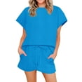 thumbnail image 1 of Short Sleeve Womens 2 Piece Lounge Sets Casual Shirt & Shorts Sets, 1 of 6