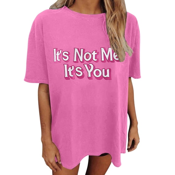 Short Sleeve Womens T Shirts Letter Print Y2K Tee Crew Neck Fashion Casual Tops 2026