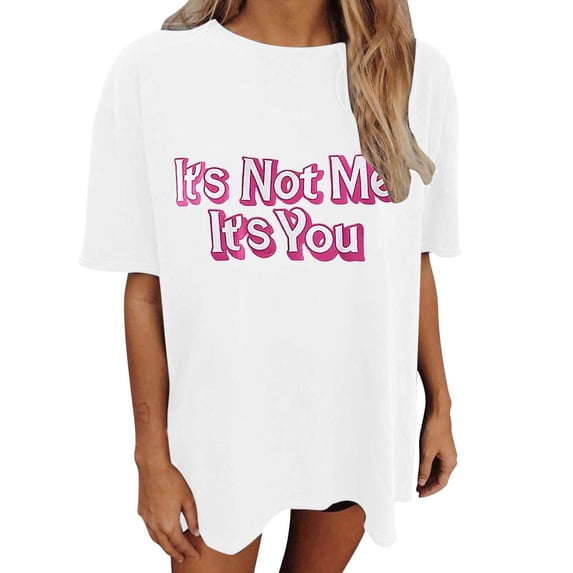 Short Sleeve Womens T Shirts Letter Print Y2K Tee Crew Neck Fashion Casual Tops 2026