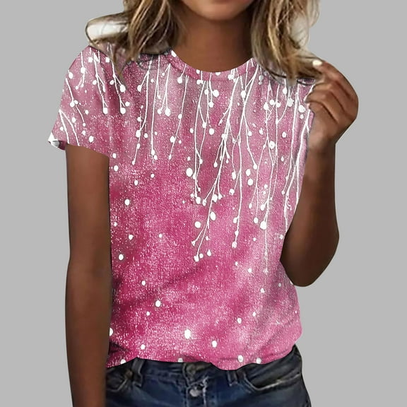 Short Sleeve Womens Tops Fitted T Shirts Soft Print Tops for Women Summer Plus Size T Shirts Reorder Items