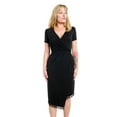 thumbnail image 1 of Short Sleeve Wrap V neck Dress with Pom, 1 of 3