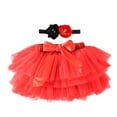 thumbnail image 1 of Short Sleeve Zipper Pajamas Baby 0-3 Savings Clearance Half Skirt Set Embroidered Mesh Solid Color Princess Bow Skirt, 1 of 3