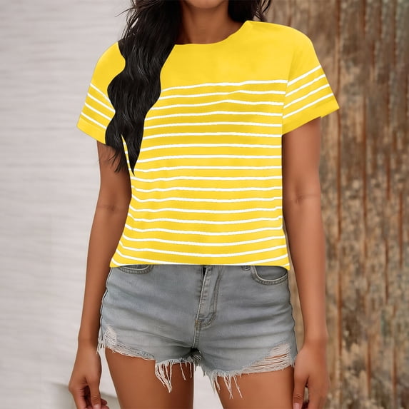 Short Sleeve for Women Crew Neck Trendy Summer Tops Travel Business Casual Spring Outfits Basic Tees For Women