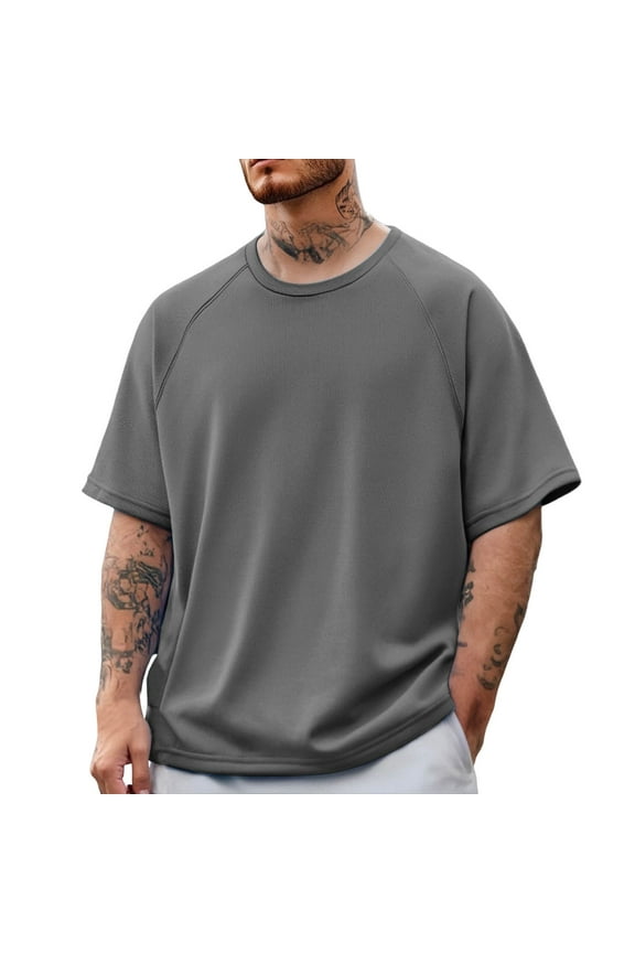 Short Sleeved Basketball Sports Split T-Shirt Men's Warm Up Shooting Top - Sweat-Wicking, Quick-Drying, College Trendy - Polyester, All Sport