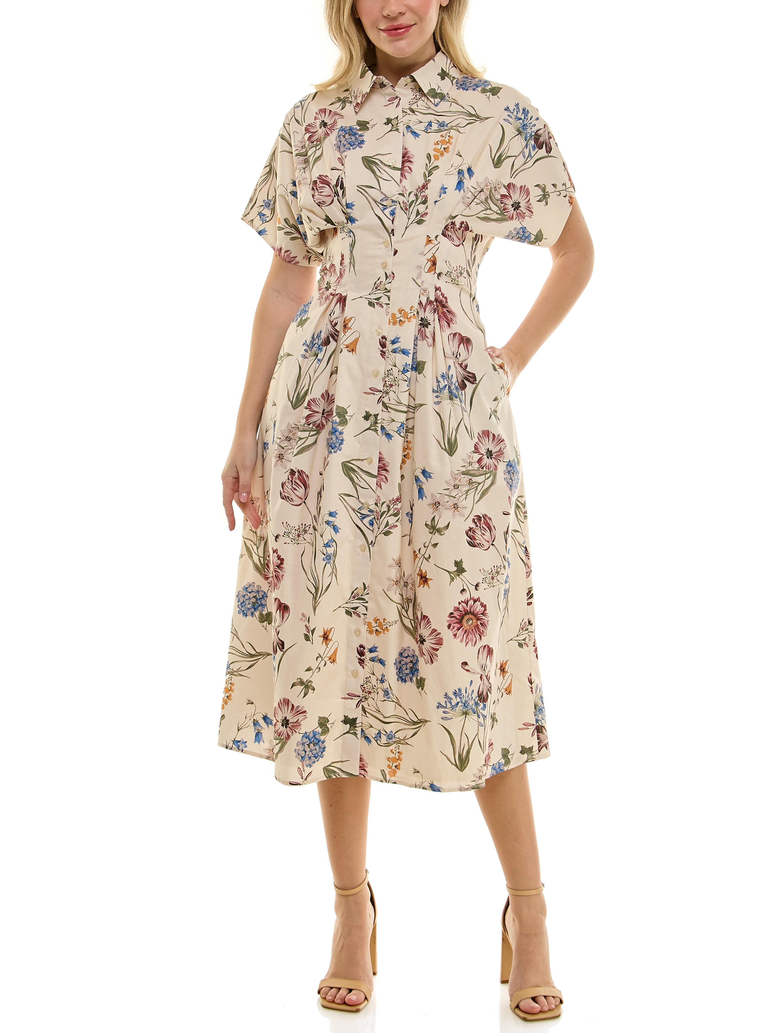 Nicole Miller Pintuck Waist Shirtdress, Sizes 4-16