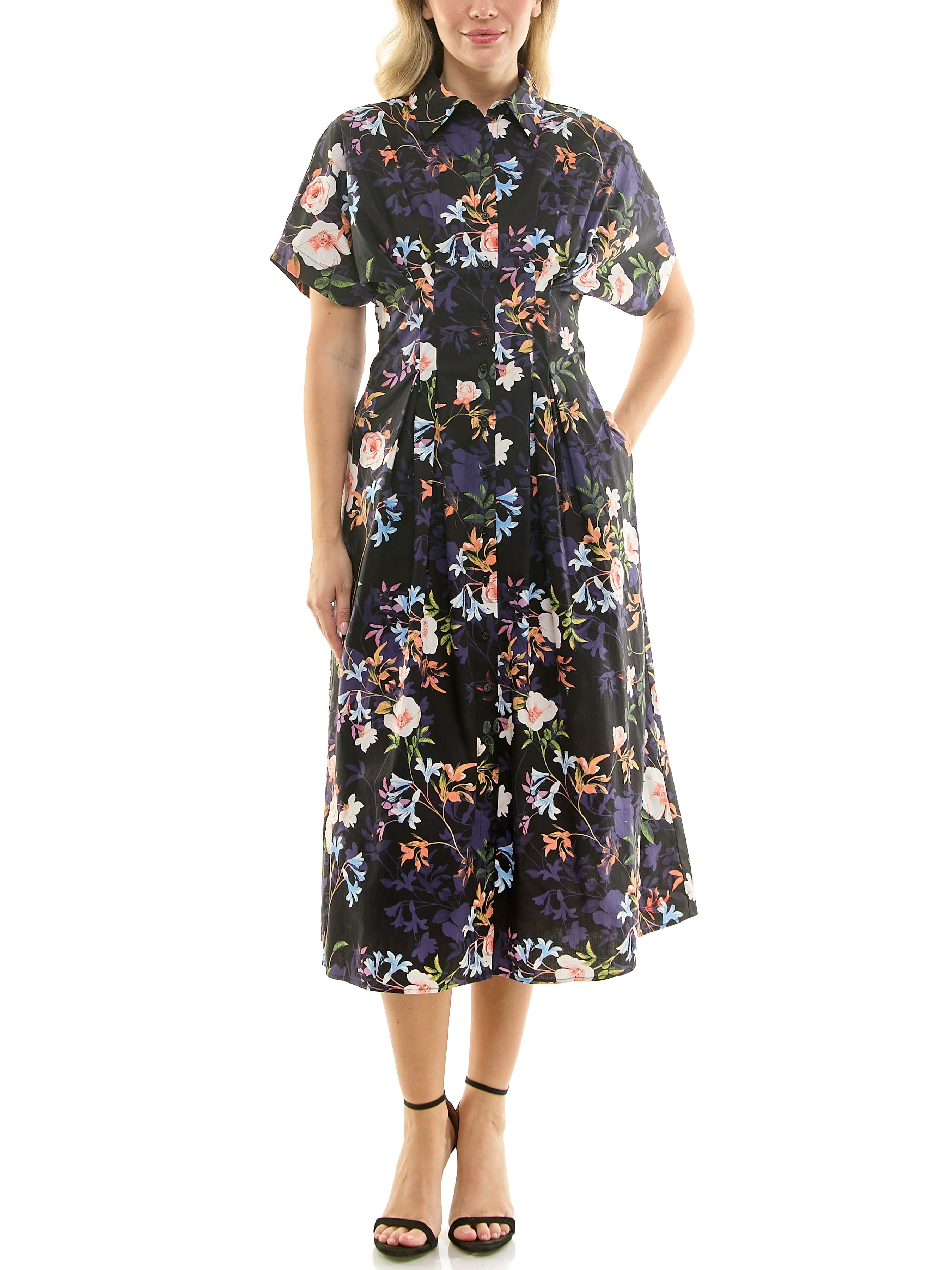 Nicole Miller Pintuck Waist Shirtdress, Sizes 4-16