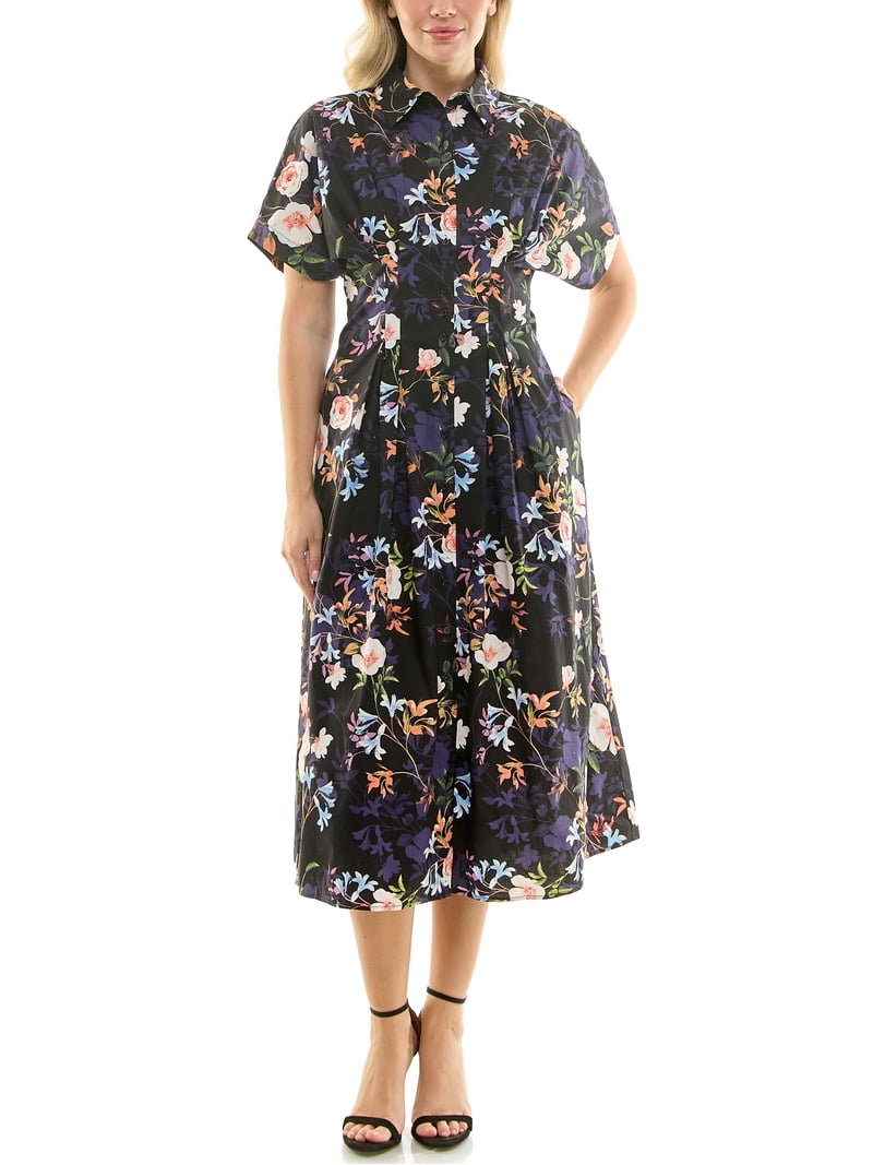 nicole miller puff sleeve a line dress Pintuck Waist Shirtdress, Sizes 4-16 DRS