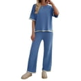 thumbnail image 1 of Short-Sleeved Knitted Trousers Suit Blue M, 1 of 7