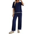 thumbnail image 1 of Short-Sleeved Knitted Trousers Suit Navy Blue M, 1 of 7