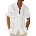 thumbnail image 1 of Short Sleeved Men Printed Turn-Down Collar Button Blouse Tops, 1 of 2