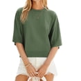 thumbnail image 1 of Short Sleeved Solid Color Women Casual Crewneck Knit Crop Sweater Tops, 1 of 5