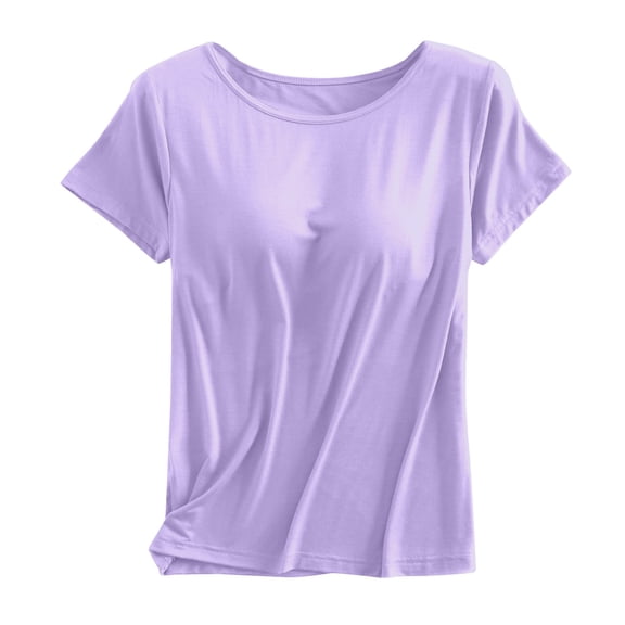 Short Sleeved T Shirt With Chest Pad Bra Cup Semi Sleeve Vest Pajamas