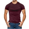 thumbnail image 1 of ShomPort Short Sleeved Tight Shirts for Men Roundneck Solid Color Tees Athletic Casual Tops, 1 of 4