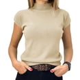 thumbnail image 1 of Short Sleeved Women Solid Color Slim Fit Knit Tops, 1 of 1
