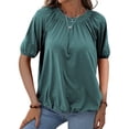 thumbnail image 1 of Short Sleeved Women's Solid Color Crew Neck Casual Shirt Tops, 1 of 4