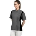 thumbnail image 1 of Short Sleeves Gray Color Zipper Chef Coat Jacket Uniform for women with Side Mesh ideal for Caterers and Culinary professional M Size, 1 of 4