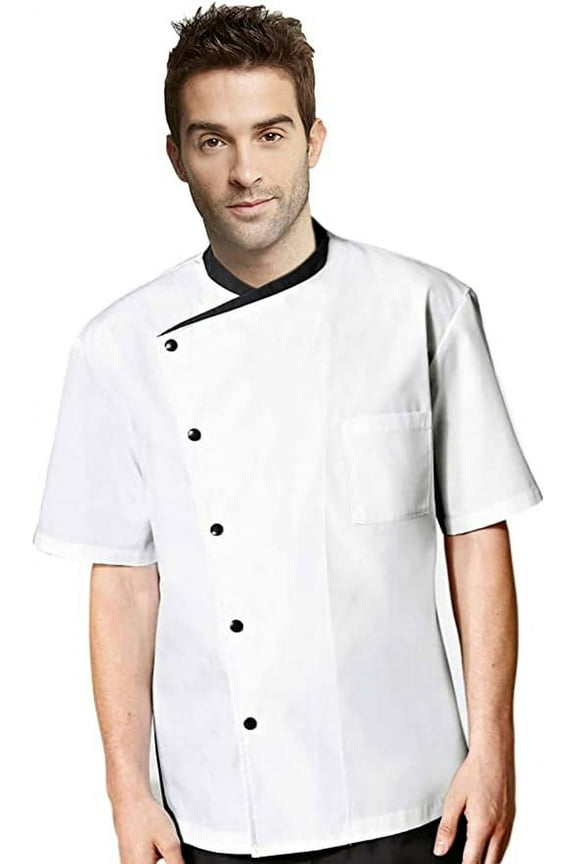 Short Sleeves Kitchen Chef Jacket for Men Women Coat Uniform Costume for Food Service Caterers and Culinary Professional