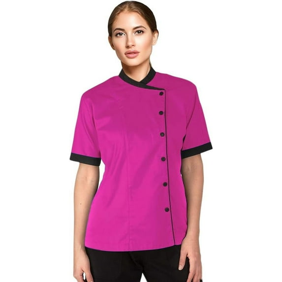 Short Sleeves Pink Color Only Women's Ladies Chef Coat Jacket By Uniformates XS Size