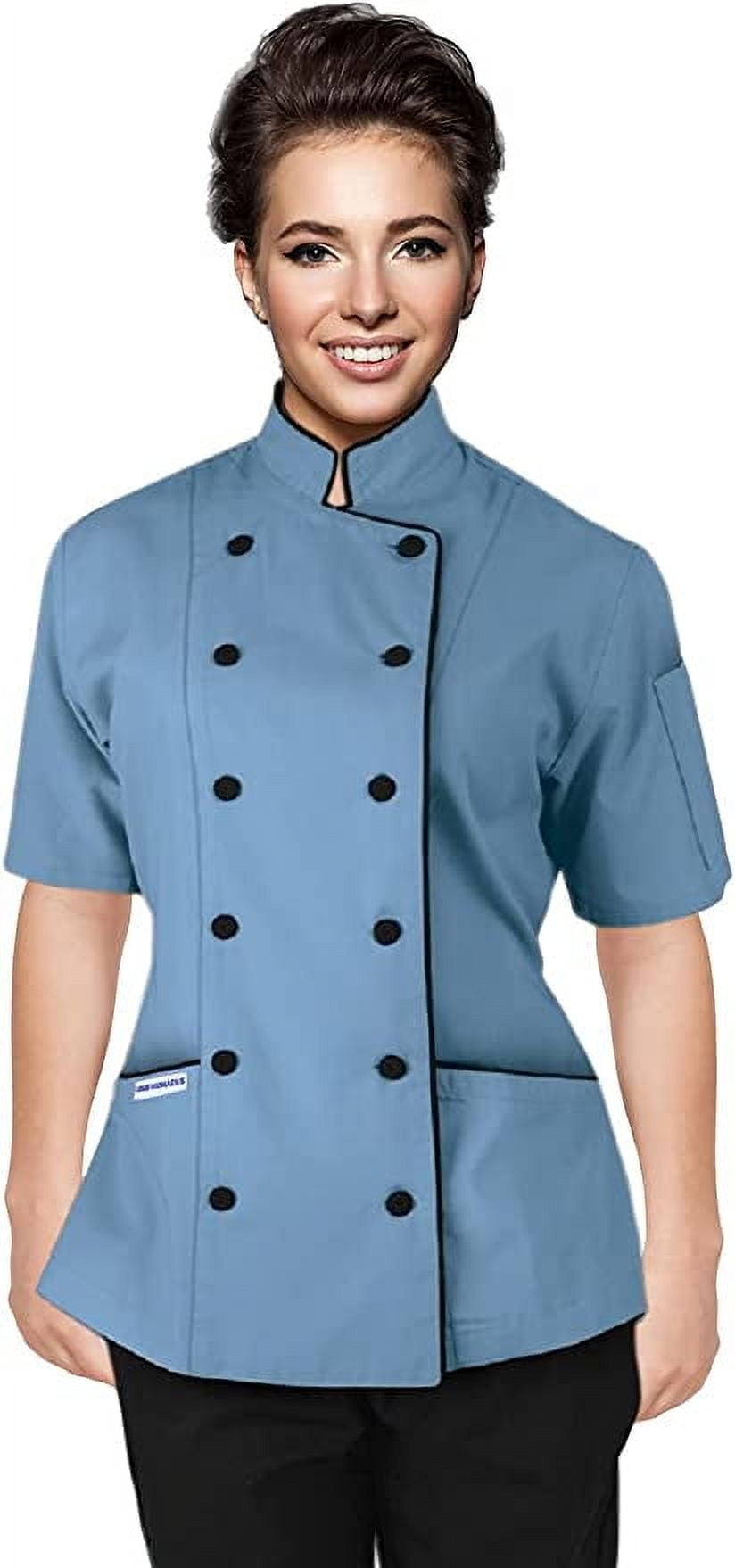 Short Sleeves Tailored Fit Chef Coat Jacket Uniform for Women for