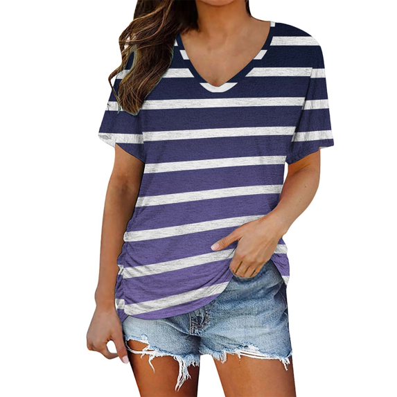 Womens Tops Short Sleeves V Neck Plain Color Soft Loose Fitting Summer T Shirts Women Shirts for Women