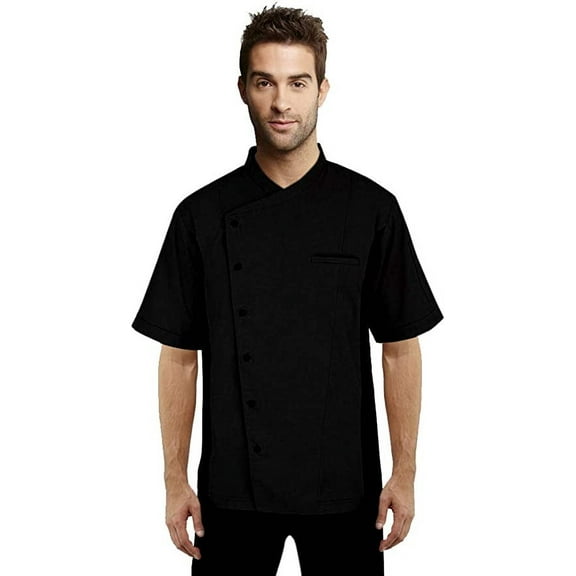 Short Sleeves side Mesh Vented Chef Coat Jacket Uniform Unisex for Food Service, Caterers, Bakers and Culinary Professional (Black, Medium)