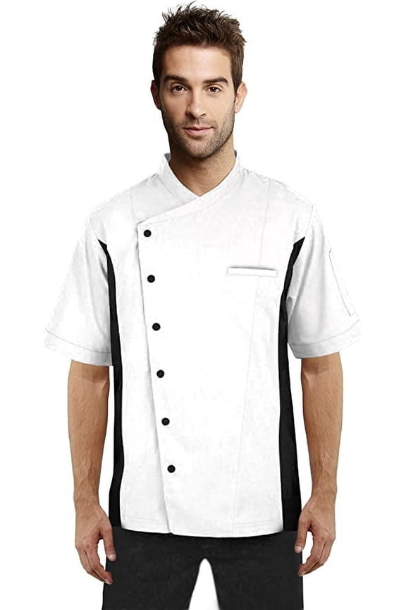 Short Sleeves side Mesh Vented Chef Coat Jacket Uniform Unisex for Food Service, Caterers, Bakers and Culinary Professional (White, X-Large)