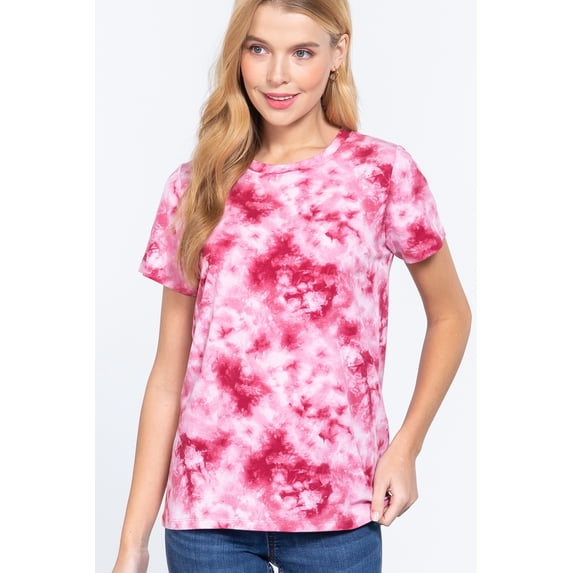 Short Slv Tie-dye Cotton Jersey Top L