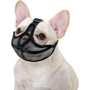 Short Snout Dog Muzzle, Adjustable Breathable French Bulldog Mesh Flat Face Dog Anti Bitting Mask Soft Panting Pet Supplies for Chewing Barking Training Grooming