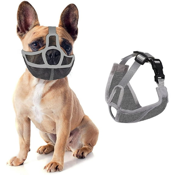 Short Snout Dog Muzzle, Adjustable Bulldog Mask Breathable Mesh Dogs Muzzles,Anti Biting Barking and Licking Chewing,Training Dog Mask for Bull Dogs,Pugs,Shar-Pei, Chihuahua Dogs